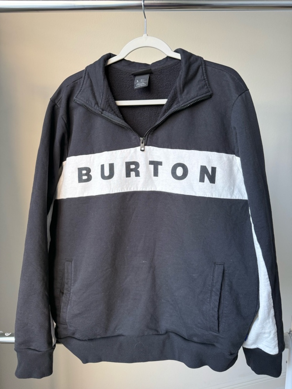 Burton Black and White Half-Zip Pullover with Chest Logo